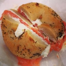 Gluten-free bagel with lox from Baz Bagel